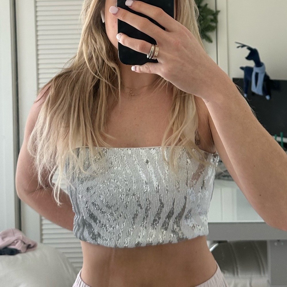NBD Zebra Sequin Top